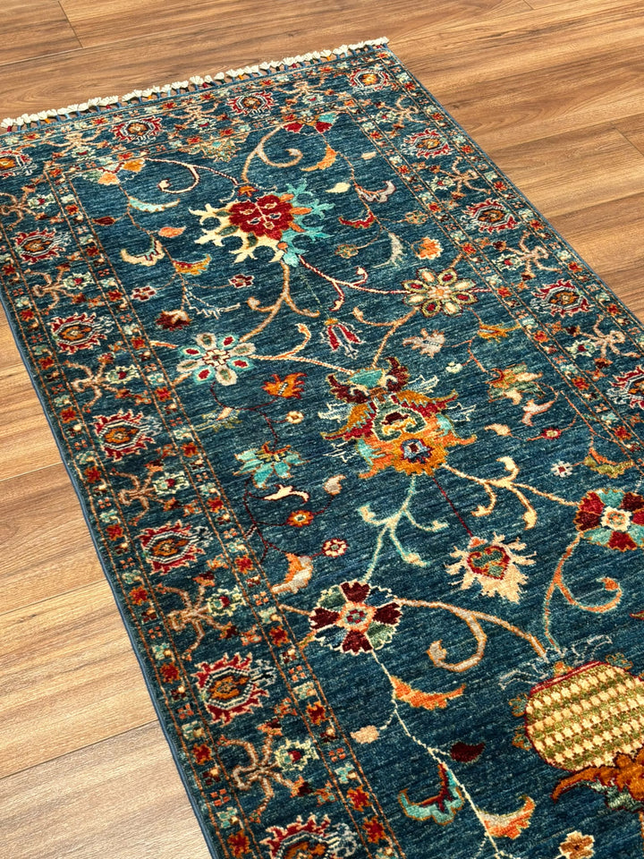 Sultani Binbirgece Yolluk Orijinal El Dokuması Lacivert Kök Boya Yün Halı 0.83x255 2.12 Metrekare - 3x8 ft