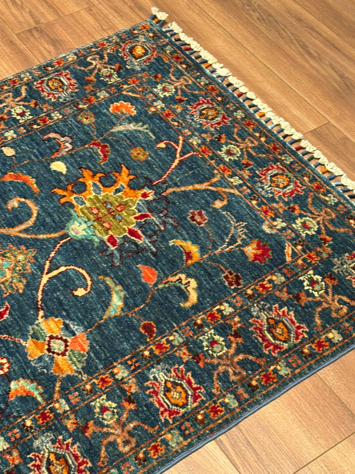 Sultani Binbirgece Yolluk Orijinal El Dokuması Lacivert Kök Boya Yün Halı 0.83x255 2.12 Metrekare - 3x8 ft