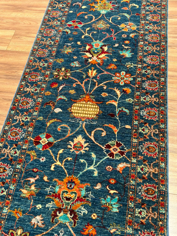 Sultani Binbirgece Yolluk Orijinal El Dokuması Lacivert Kök Boya Yün Halı 0.83x255 2.12 Metrekare - 3x8 ft