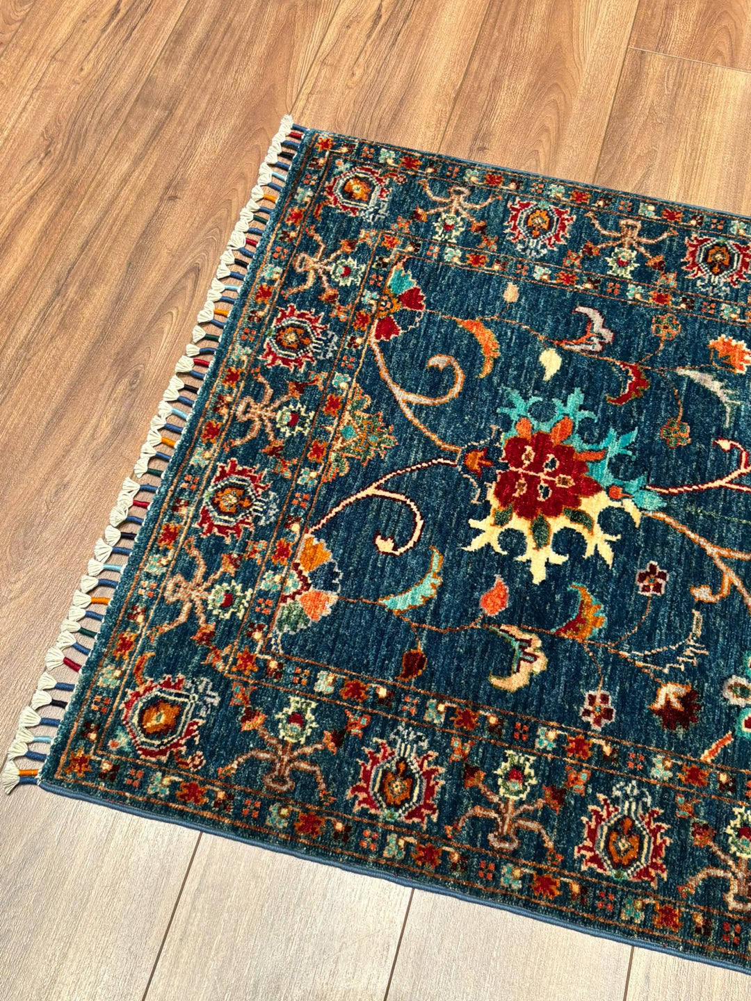 Sultani Binbirgece Yolluk Orijinal El Dokuması Lacivert Kök Boya Yün Halı 0.83x255 2.12 Metrekare - 3x8 ft
