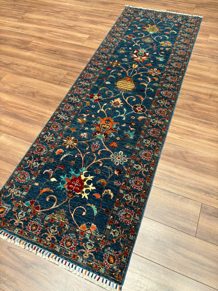 Sultani Binbirgece Yolluk Orijinal El Dokuması Lacivert Kök Boya Yün Halı 0.83x255 2.12 Metrekare - 3x8 ft
