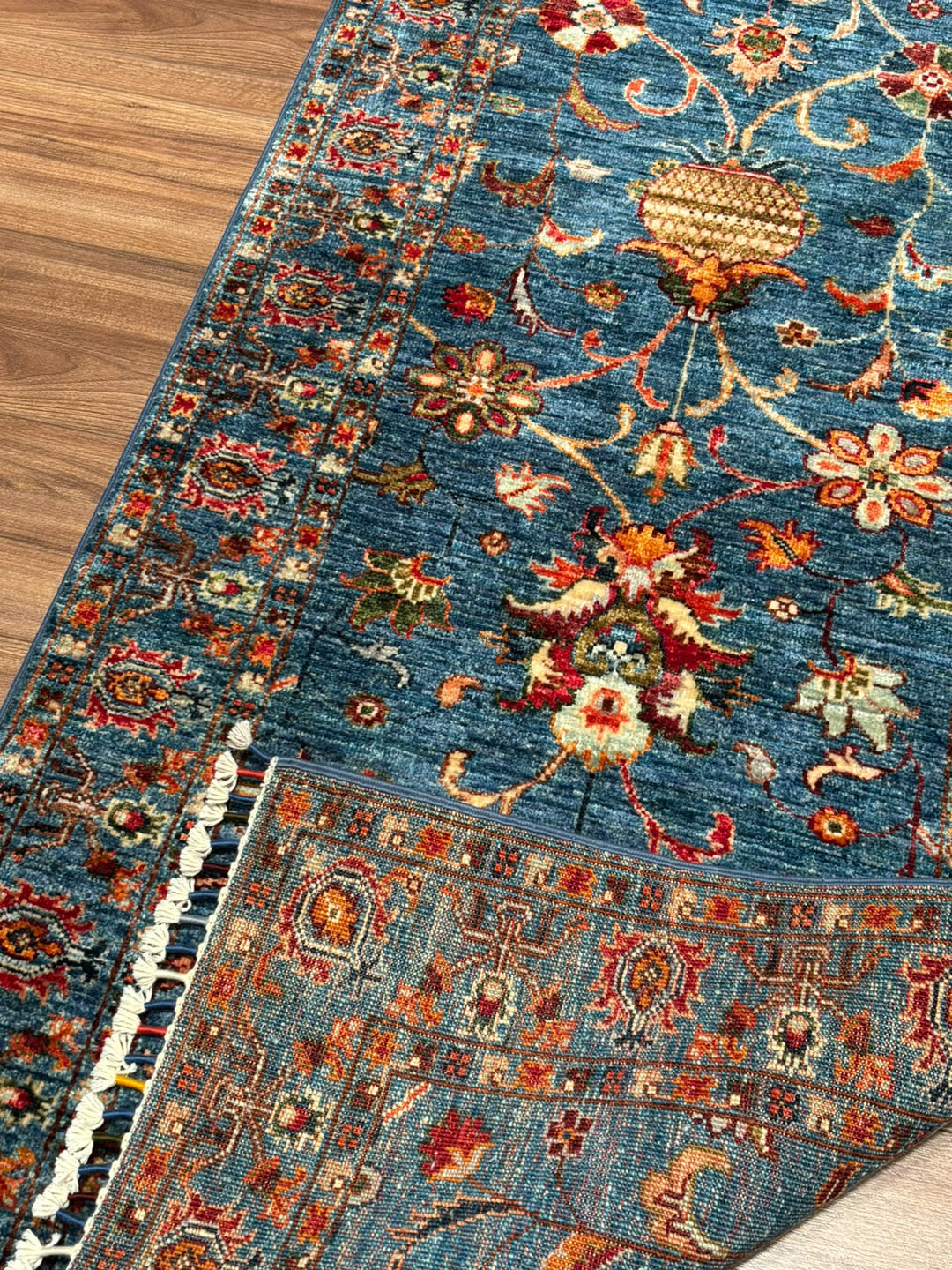 Sultani Binbirgece Yolluk Orijinal El Dokuması Lacivert Kök Boya Yün Halı 0.83x259 2.15 Metrekare - 3x8 ft
