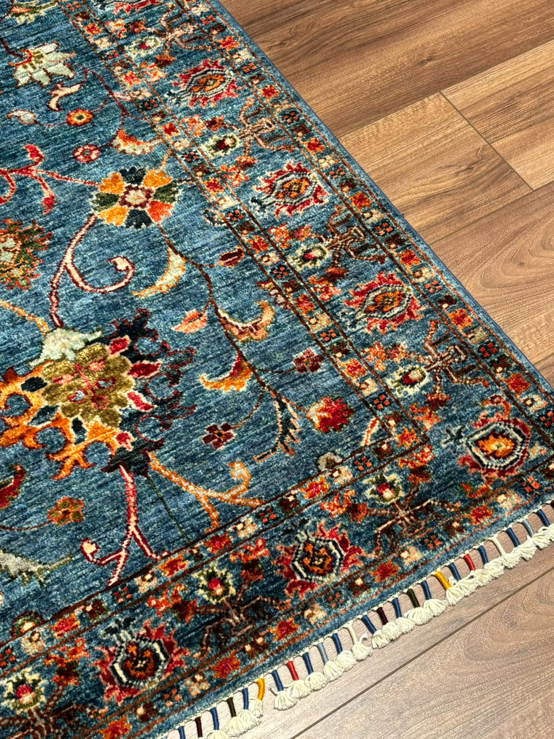 Sultani Binbirgece Yolluk Orijinal El Dokuması Lacivert Kök Boya Yün Halı 0.83x259 2.15 Metrekare - 3x8 ft