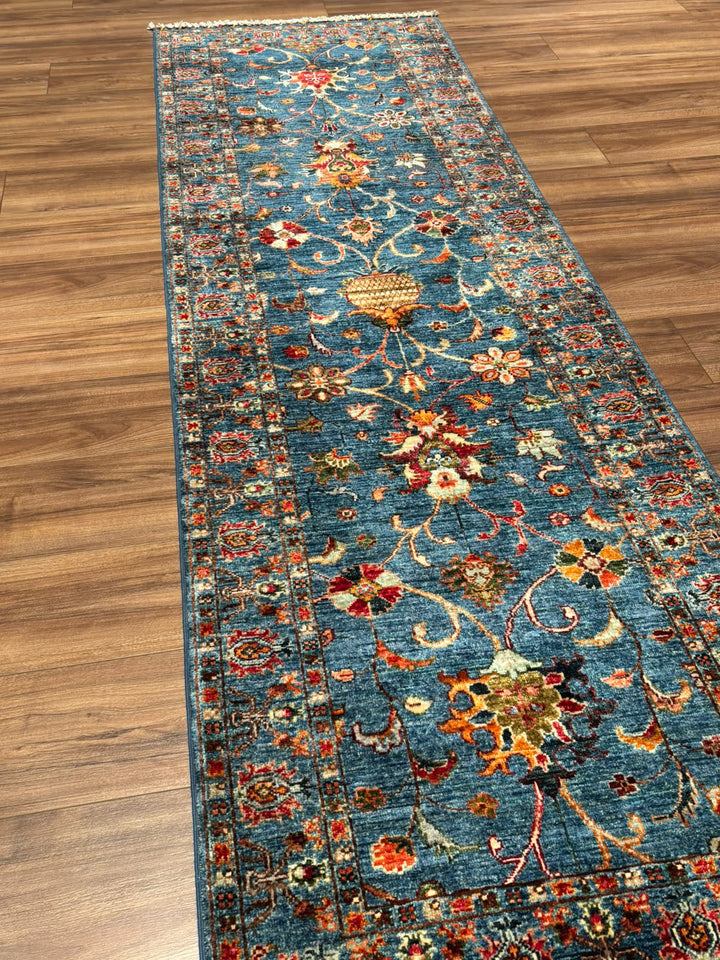 Sultani Binbirgece Yolluk Orijinal El Dokuması Lacivert Kök Boya Yün Halı 0.83x259 2.15 Metrekare - 3x8 ft