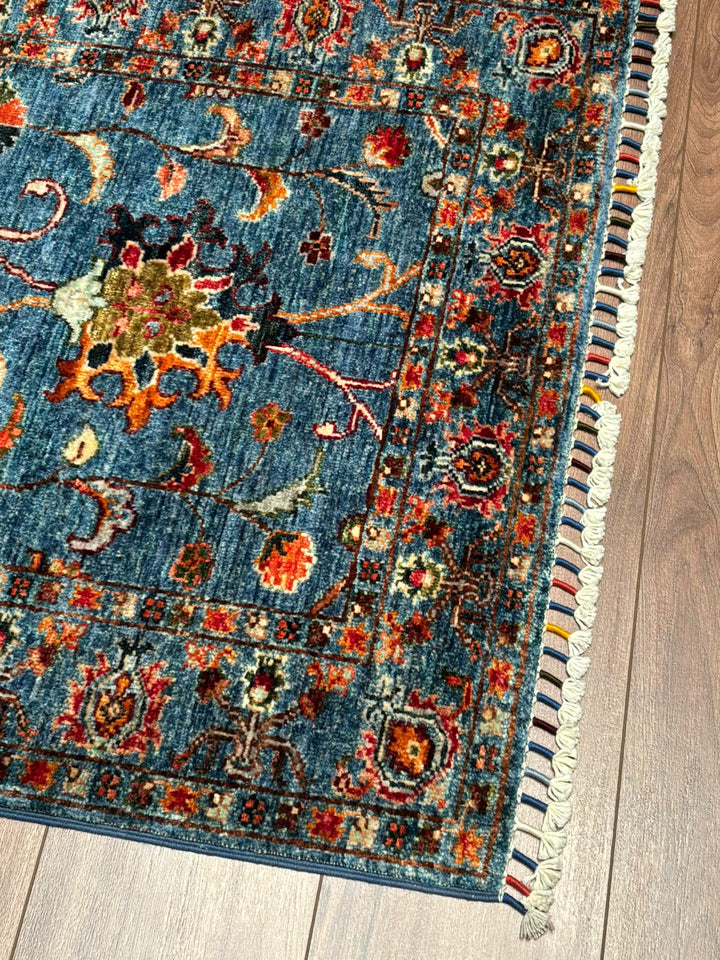 Sultani Binbirgece Yolluk Orijinal El Dokuması Lacivert Kök Boya Yün Halı 0.83x259 2.15 Metrekare - 3x8 ft