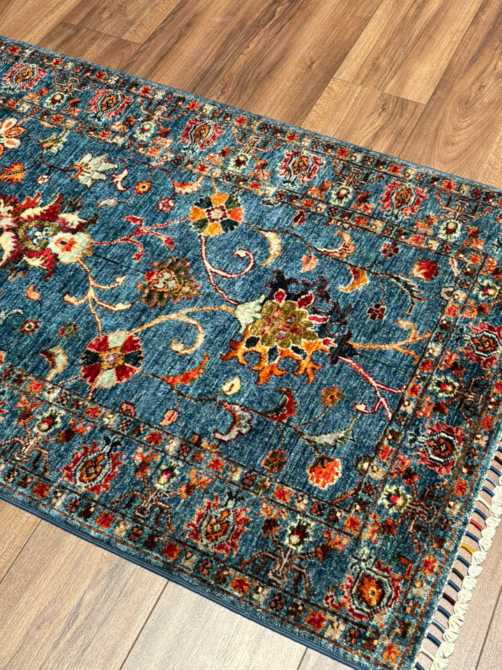 Sultani Binbirgece Yolluk Orijinal El Dokuması Lacivert Kök Boya Yün Halı 0.83x259 2.15 Metrekare - 3x8 ft