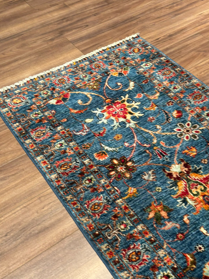 Sultani Binbirgece Yolluk Orijinal El Dokuması Lacivert Kök Boya Yün Halı 0.83x259 2.15 Metrekare - 3x8 ft