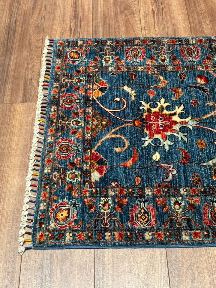 Sultani Binbirgece Yolluk Orijinal El Dokuması Lacivert Kök Boya Yün Halı 0.83x259 2.15 Metrekare - 3x8 ft