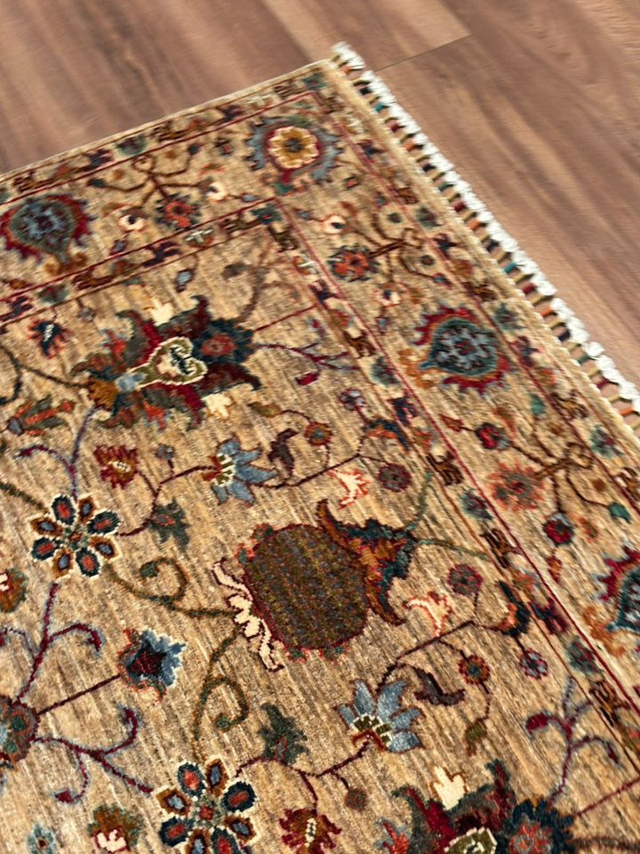 Sultani Binbirgece Orijinal El Dokuması Bej Kök Boya Yün Halı 120x179 2.15 Metrekare - 4x6 ft