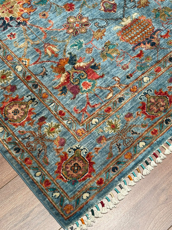 Sultani Binbirgece Orijinal El Dokuması Mavi Kök Boya Yün Halı 120x180 2.16 Metrekare - 4x6 ft