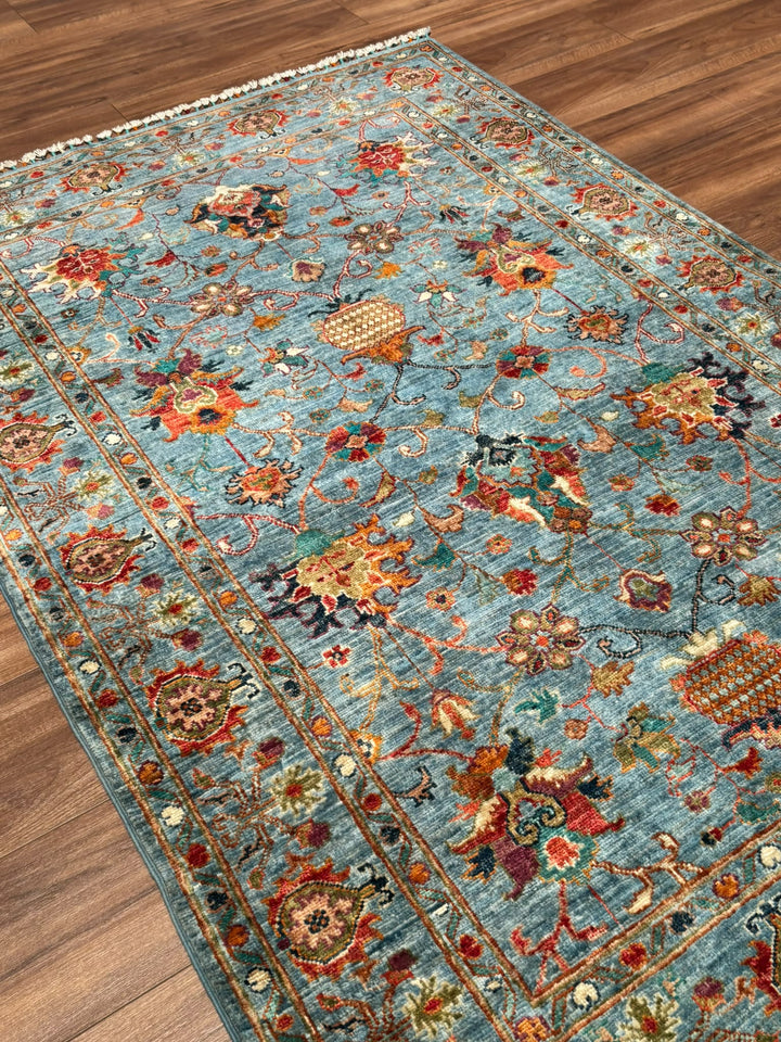 Sultani Binbirgece Orijinal El Dokuması Mavi Kök Boya Yün Halı 120x180 2.16 Metrekare - 4x6 ft