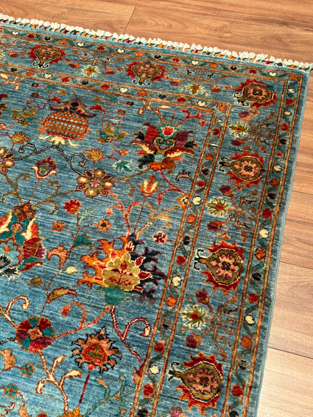 Sultani Binbirgece Orijinal El Dokuması Mavi Kök Boya Yün Halı 120x180 2.16 Metrekare - 4x6 ft