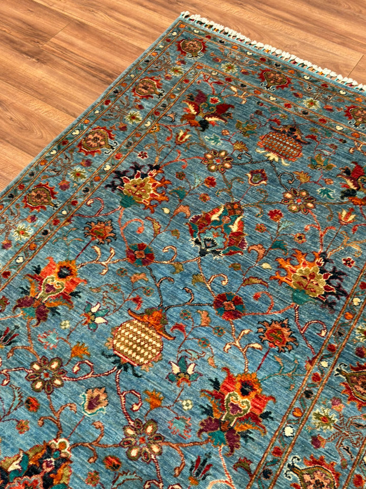 Sultani Binbirgece Orijinal El Dokuması Mavi Kök Boya Yün Halı 120x180 2.16 Metrekare - 4x6 ft