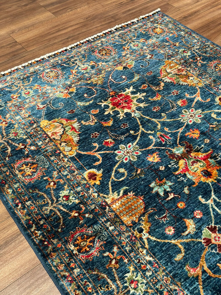 Sultani Binbirgece Orijinal El Dokuması Lacivert Kök Boya Yün Halı 125x182 2.28 Metrekare - 4x6 ft