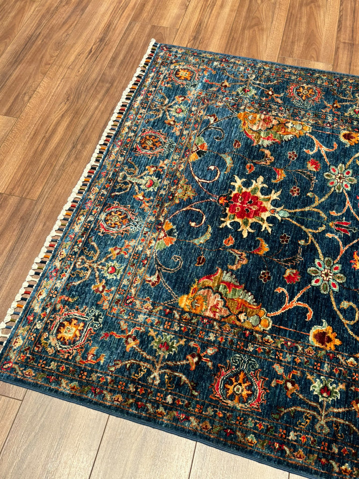 Sultani Binbirgece Orijinal El Dokuması Lacivert Kök Boya Yün Halı 125x182 2.28 Metrekare - 4x6 ft