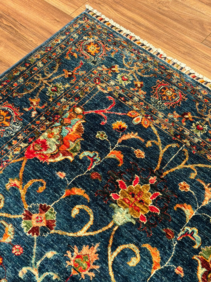 Sultani Binbirgece Orijinal El Dokuması Lacivert Kök Boya Yün Halı 125x182 2.28 Metrekare - 4x6 ft