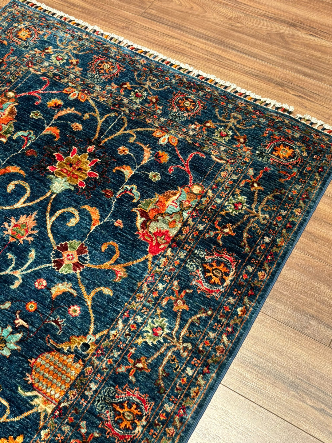 Sultani Binbirgece Orijinal El Dokuması Lacivert Kök Boya Yün Halı 125x182 2.28 Metrekare - 4x6 ft