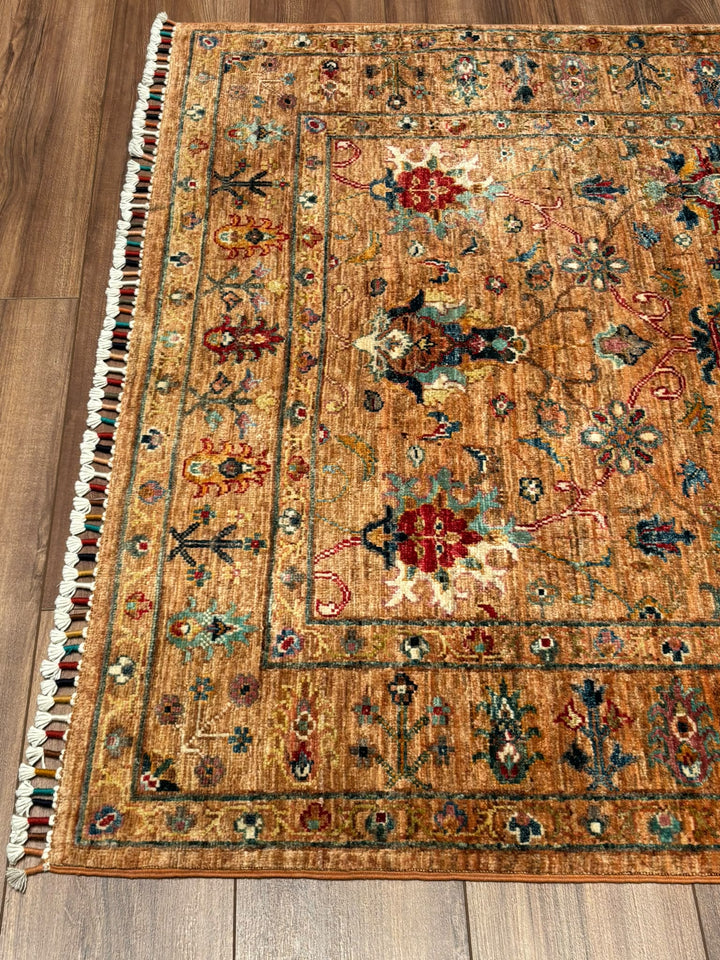 Sultani Binbirgece Orijinal El Dokuması Turuncu Kök Boya Yün Halı 120x177 2.12 Metrekare - 4x6 ft