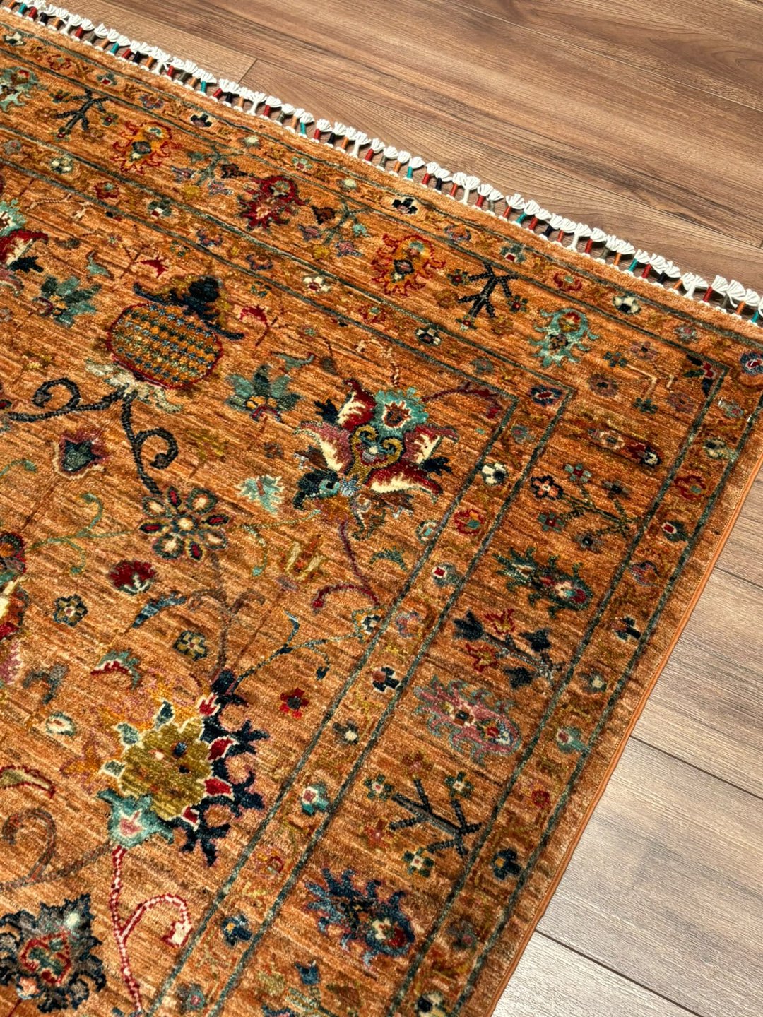 Sultani Binbirgece Orijinal El Dokuması Turuncu Kök Boya Yün Halı 120x177 2.12 Metrekare - 4x6 ft