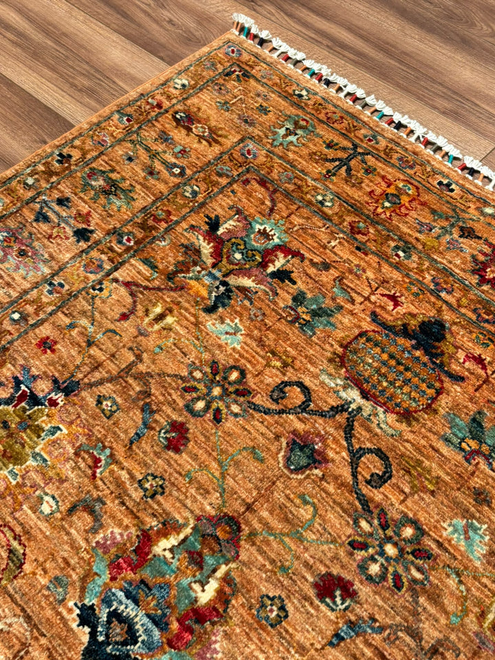 Sultani Binbirgece Orijinal El Dokuması Turuncu Kök Boya Yün Halı 120x177 2.12 Metrekare - 4x6 ft