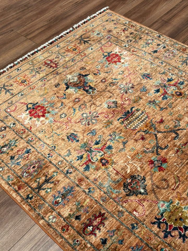 Sultani Binbirgece Orijinal El Dokuması Turuncu Kök Boya Yün Halı 120x177 2.12 Metrekare - 4x6 ft