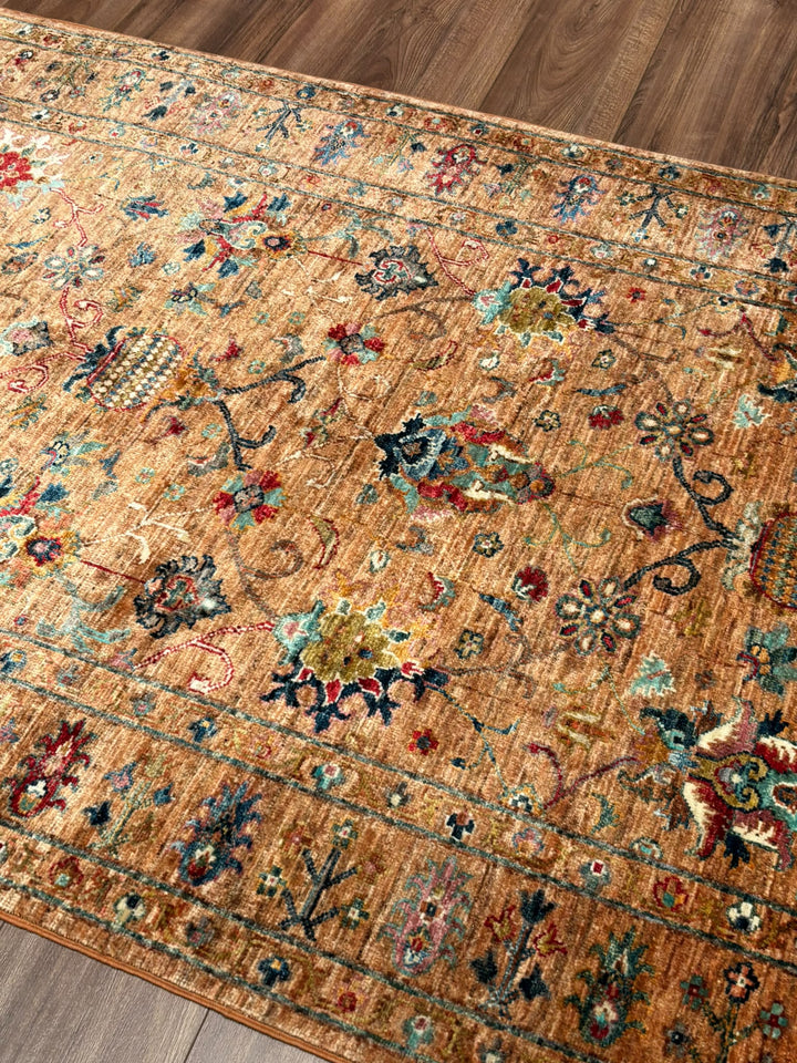 Sultani Binbirgece Orijinal El Dokuması Turuncu Kök Boya Yün Halı 120x177 2.12 Metrekare - 4x6 ft