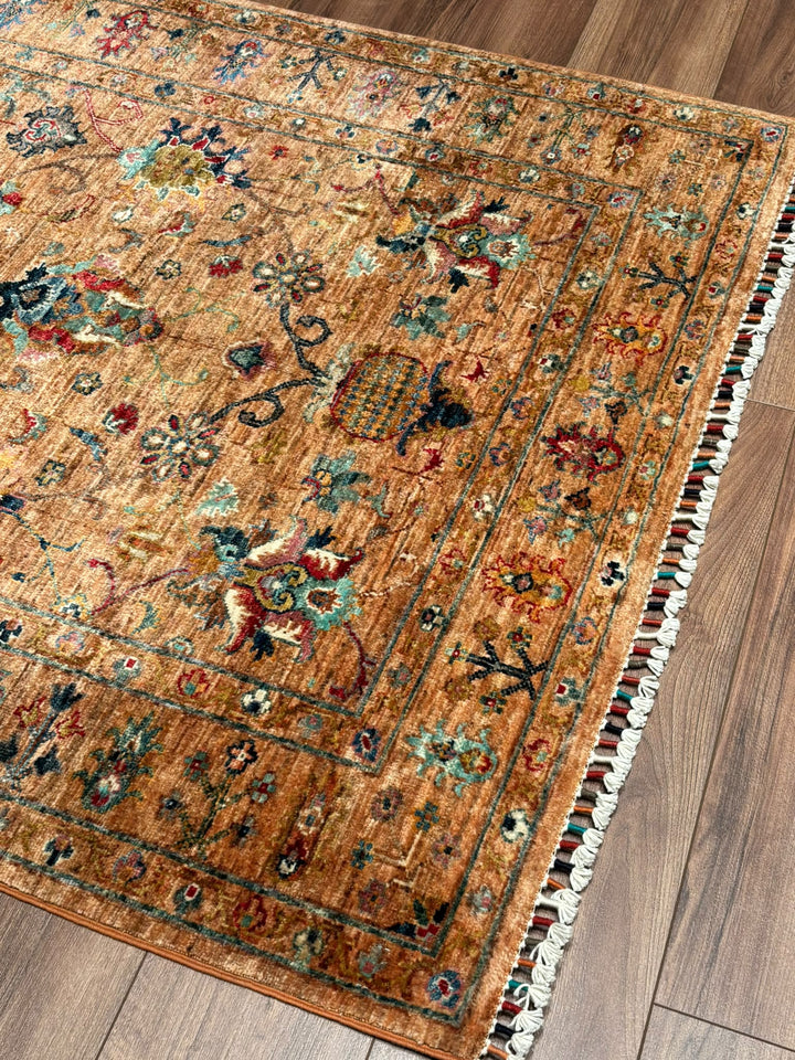 Sultani Binbirgece Orijinal El Dokuması Turuncu Kök Boya Yün Halı 120x177 2.12 Metrekare - 4x6 ft