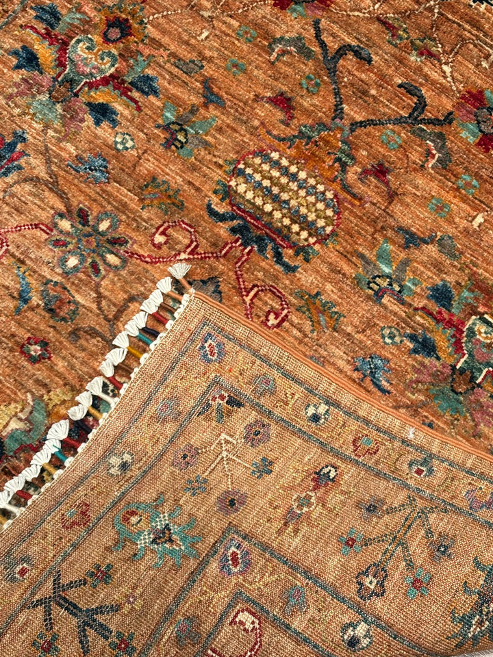 Sultani Binbirgece Orijinal El Dokuması Turuncu Kök Boya Yün Halı 120x177 2.12 Metrekare - 4x6 ft