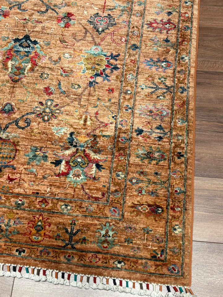 Sultani Binbirgece Orijinal El Dokuması Turuncu Kök Boya Yün Halı 120x177 2.12 Metrekare - 4x6 ft