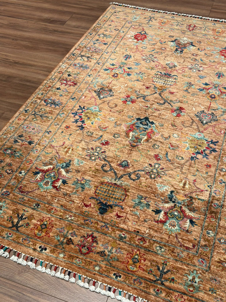 Sultani Binbirgece Orijinal El Dokuması Turuncu Kök Boya Yün Halı 120x177 2.12 Metrekare - 4x6 ft