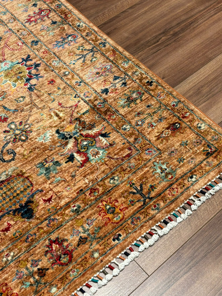 Sultani Binbirgece Orijinal El Dokuması Turuncu Kök Boya Yün Halı 120x177 2.12 Metrekare - 4x6 ft