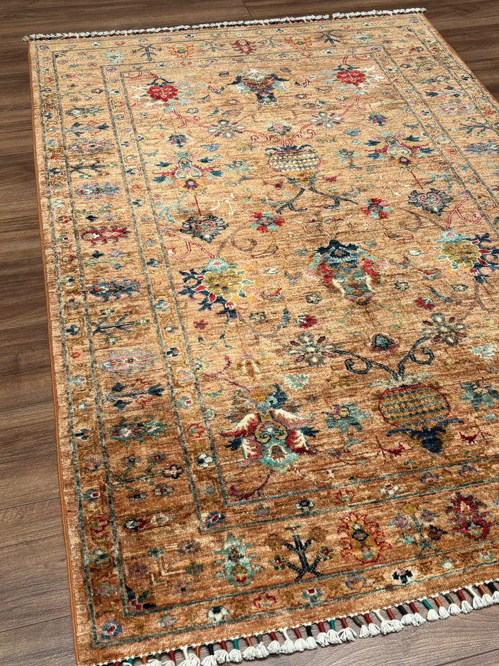 Sultani Binbirgece Orijinal El Dokuması Turuncu Kök Boya Yün Halı 120x177 2.12 Metrekare - 4x6 ft