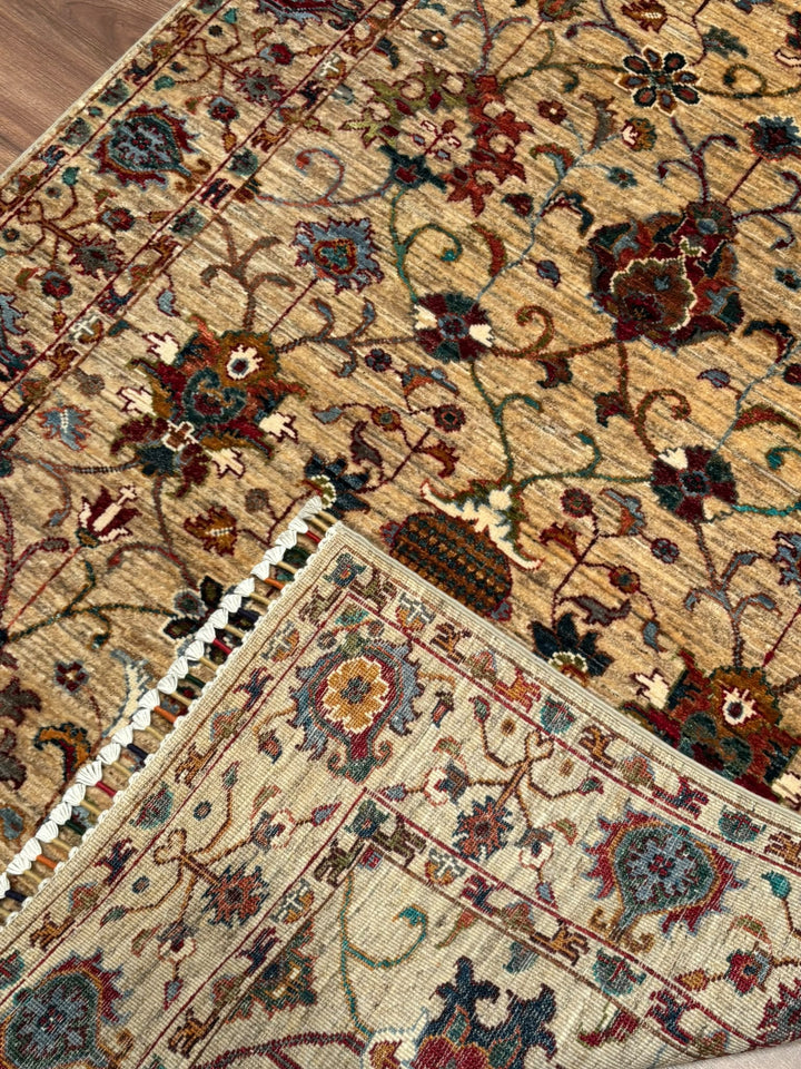 Sultani Binbirgece Orijinal El Dokuması Bej Kök Boya Yün Halı 121x180 2.18 Metrekare - 4x6 ft