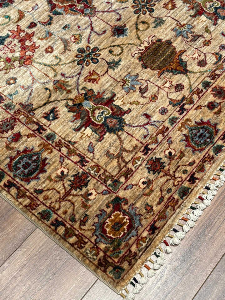 Sultani Binbirgece Orijinal El Dokuması Bej Kök Boya Yün Halı 121x180 2.18 Metrekare - 4x6 ft