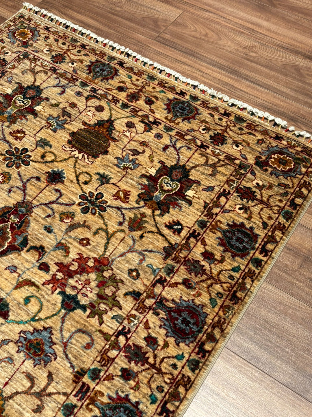 Sultani Binbirgece Orijinal El Dokuması Bej Kök Boya Yün Halı 121x180 2.18 Metrekare - 4x6 ft