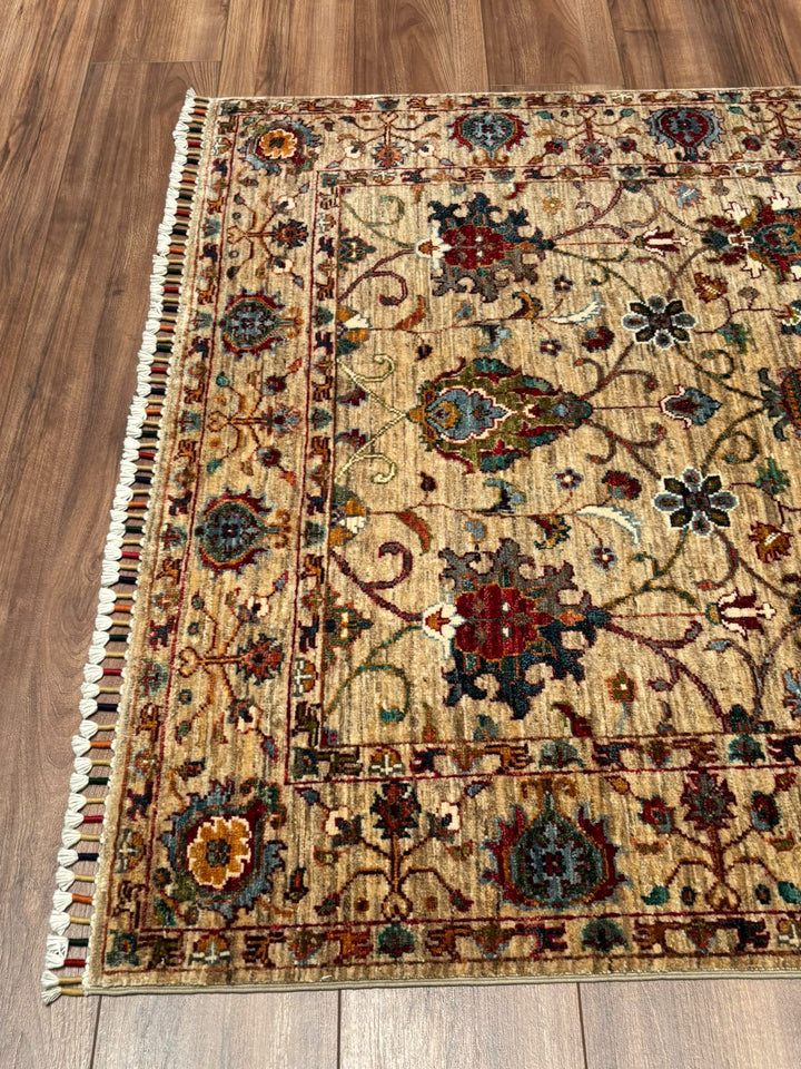 Sultani Binbirgece Orijinal El Dokuması Bej Kök Boya Yün Halı 121x180 2.18 Metrekare - 4x6 ft