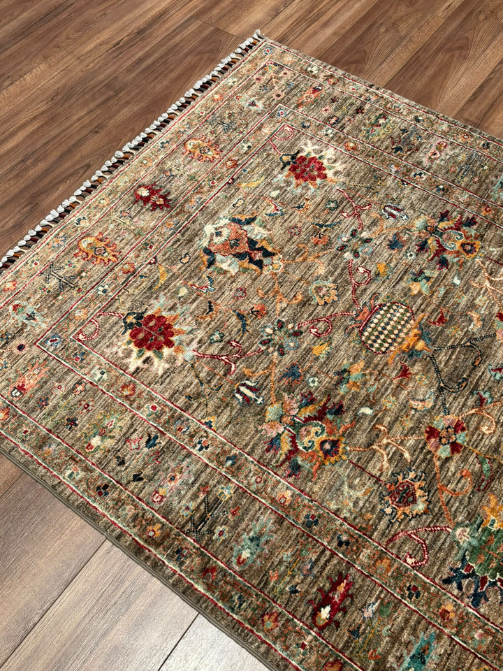 Sultani Binbirgece Orijinal El Dokuması Bej Kök Boya Yün Halı 122x178 2.17 Metrekare - 4x6 ft