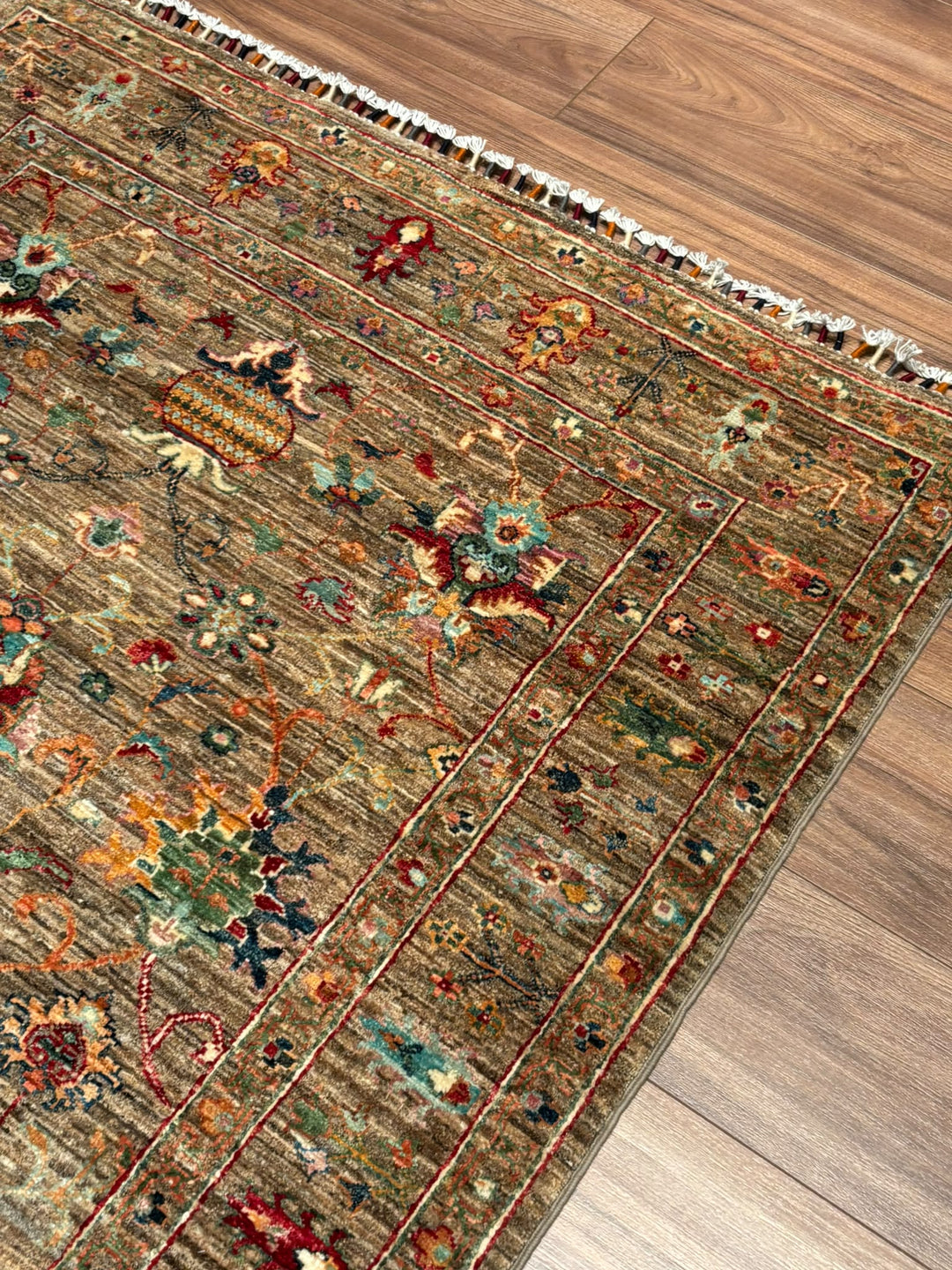 Sultani Binbirgece Orijinal El Dokuması Bej Kök Boya Yün Halı 122x178 2.17 Metrekare - 4x6 ft