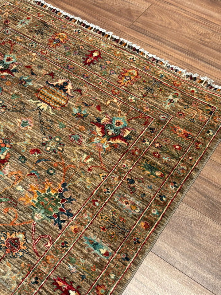 Sultani Binbirgece Orijinal El Dokuması Bej Kök Boya Yün Halı 122x178 2.17 Metrekare - 4x6 ft