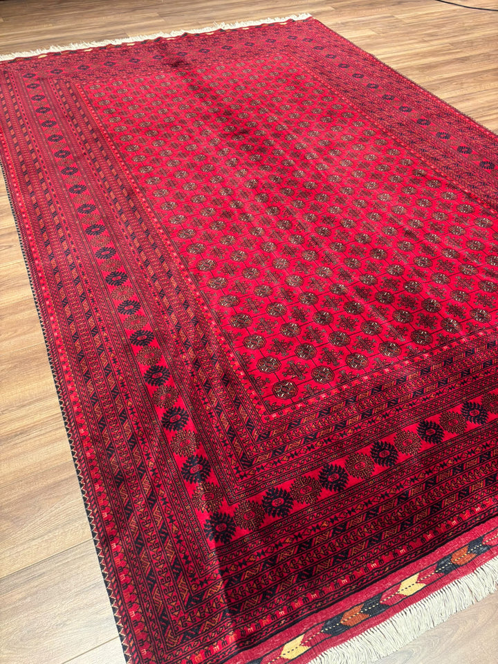 Afgan Halısı Bilcik Buhara Orijinal El Dokuması Kök Boya Yün 197x290 5.71 Metrekare - 7x10 ft