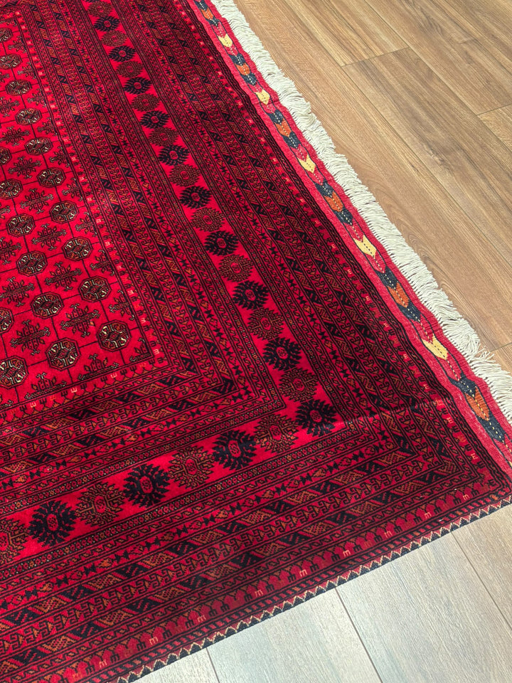 Afgan Halısı Bilcik Buhara Orijinal El Dokuması Kök Boya Yün 197x290 5.71 Metrekare - 7x10 ft