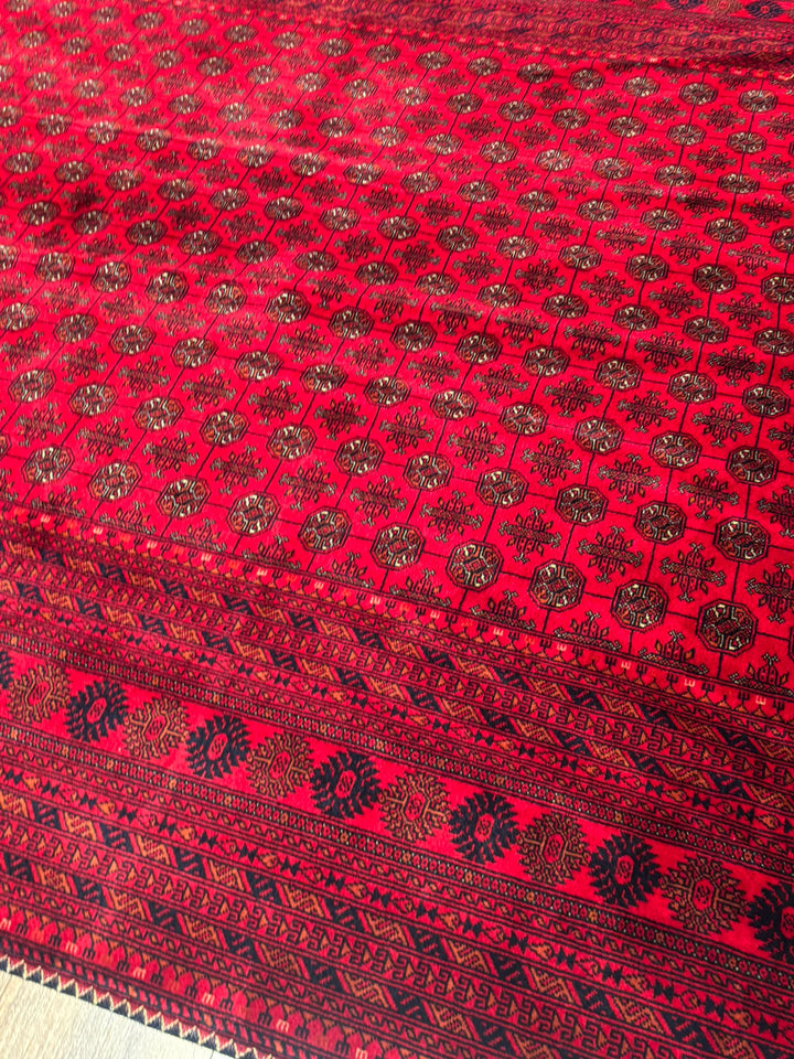 Afgan Halısı Bilcik Buhara Orijinal El Dokuması Kök Boya Yün 197x290 5.71 Metrekare - 7x10 ft