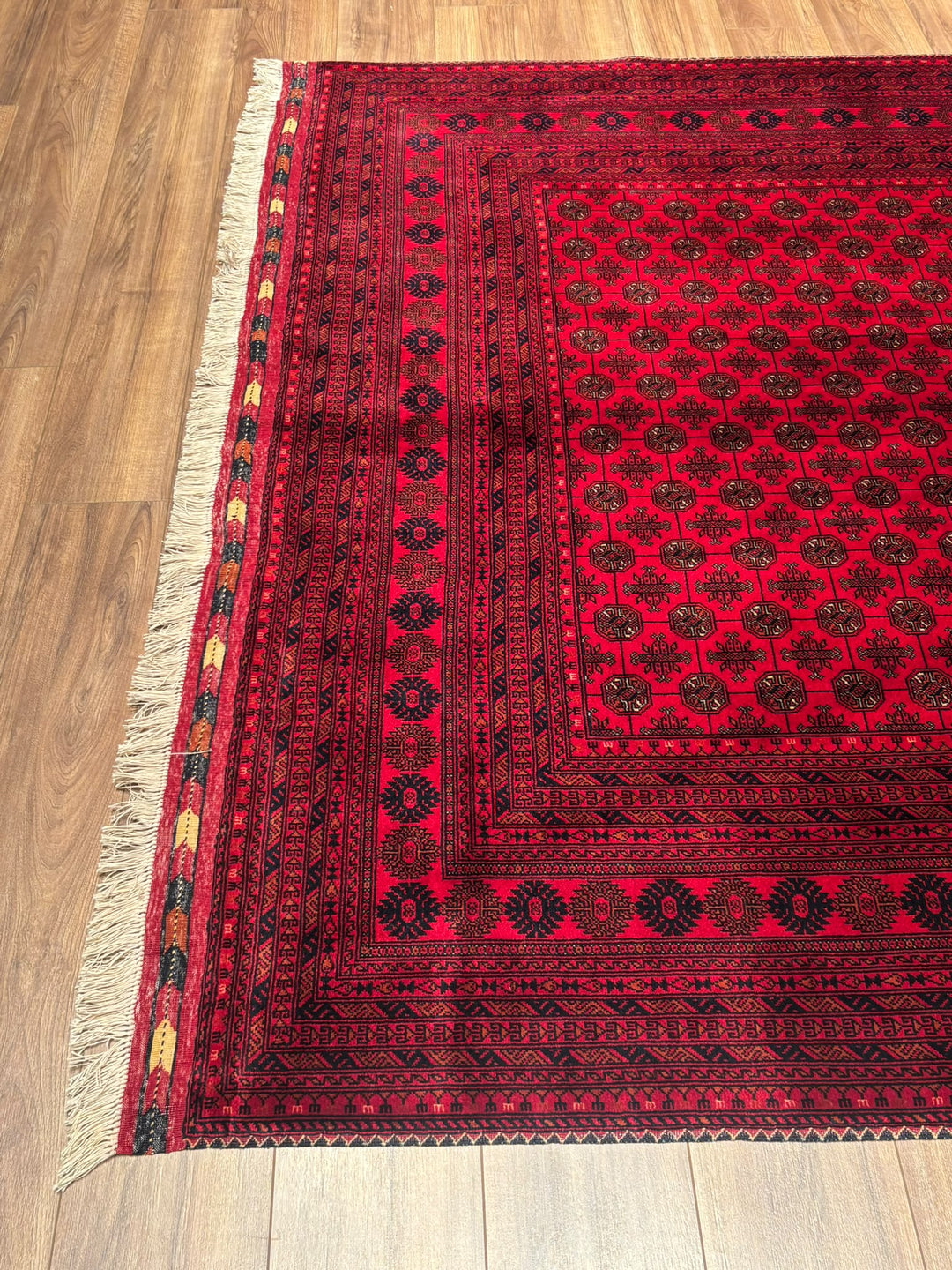 Afgan Halısı Bilcik Buhara Orijinal El Dokuması Kök Boya Yün 197x290 5.71 Metrekare - 7x10 ft