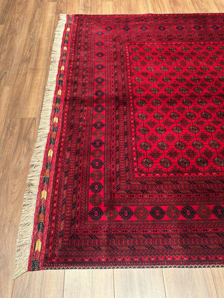 Afgan Halısı Bilcik Buhara Orijinal El Dokuması Kök Boya Yün 197x290 5.71 Metrekare - 7x10 ft