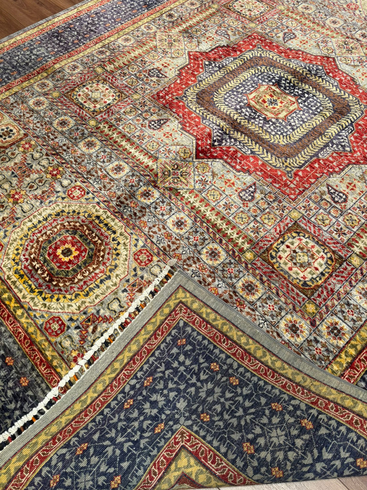 Memlük Orijinal El Dokuması Multi Kök Boya Yün Halı 207x282 5.84 Metrekare - 7x10 ft