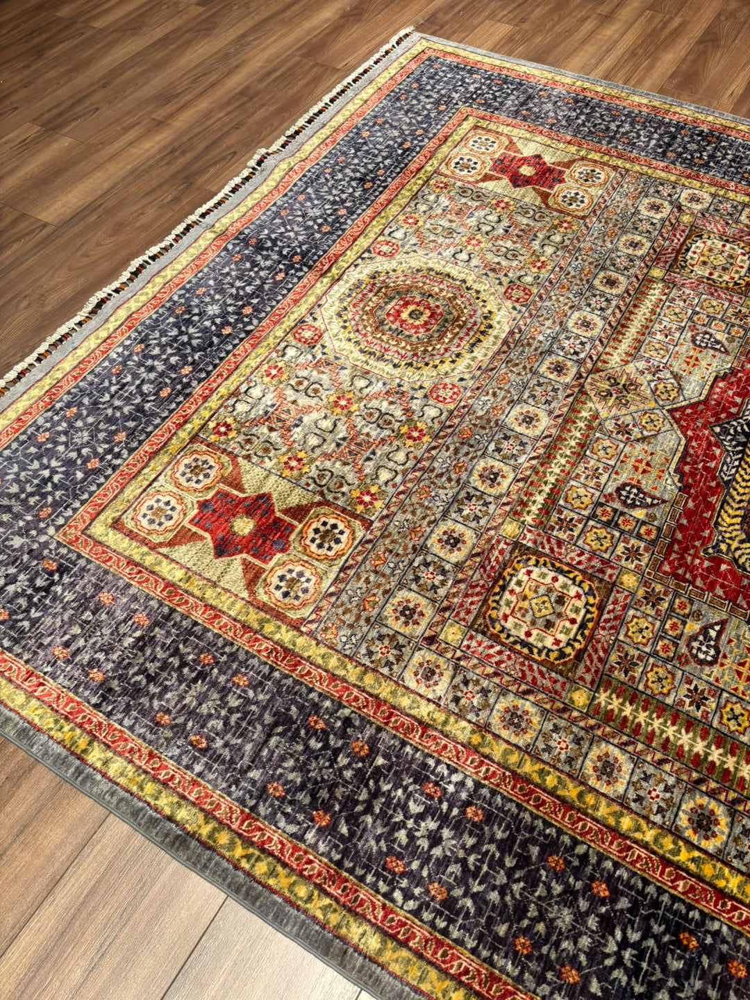 Memlük Orijinal El Dokuması Multi Kök Boya Yün Halı 207x282 5.84 Metrekare - 7x10 ft