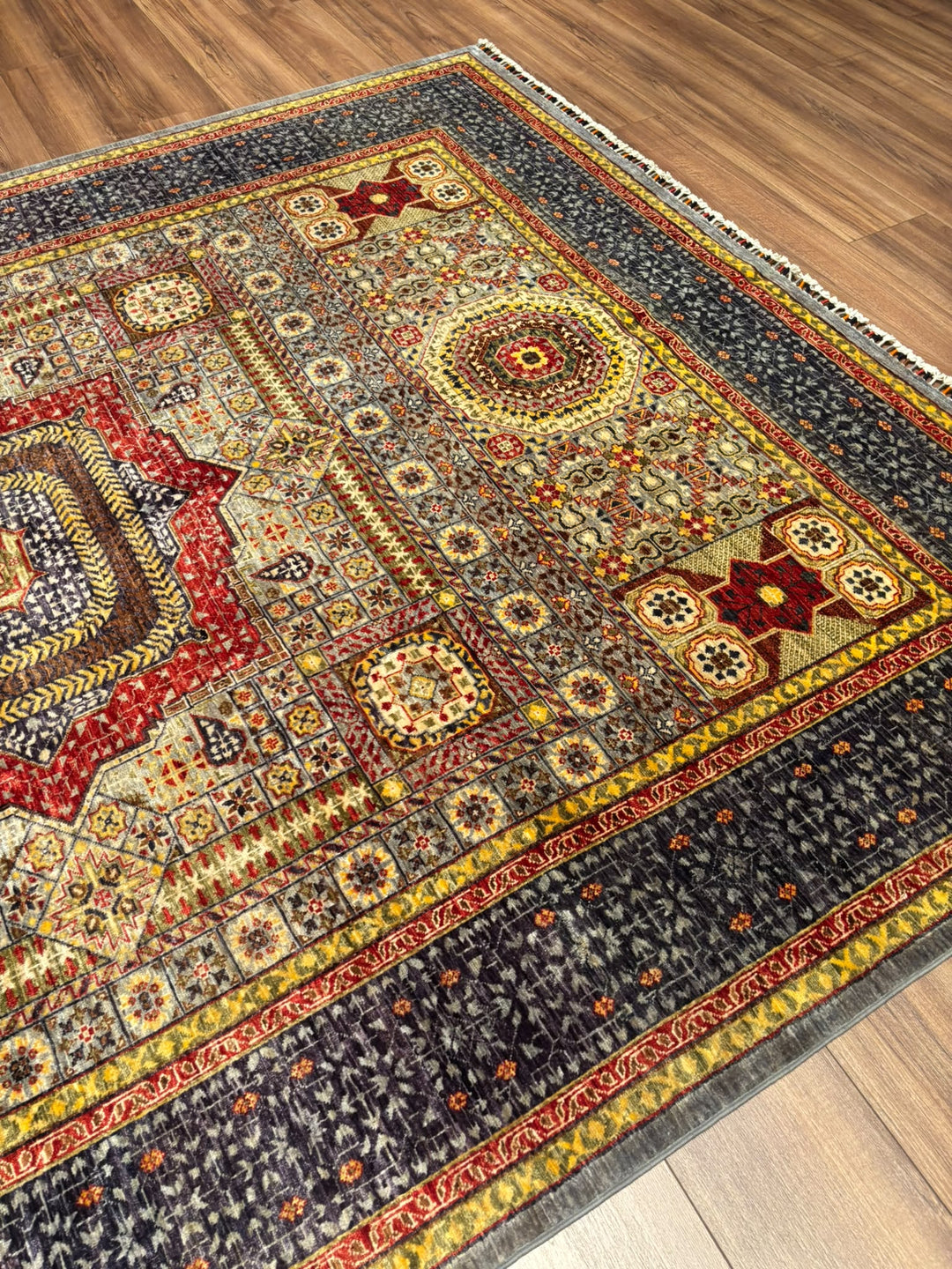 Memlük Orijinal El Dokuması Multi Kök Boya Yün Halı 207x282 5.84 Metrekare - 7x10 ft