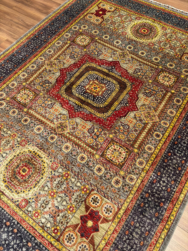 Memlük Orijinal El Dokuması Multi Kök Boya Yün Halı 207x282 5.84 Metrekare - 7x10 ft