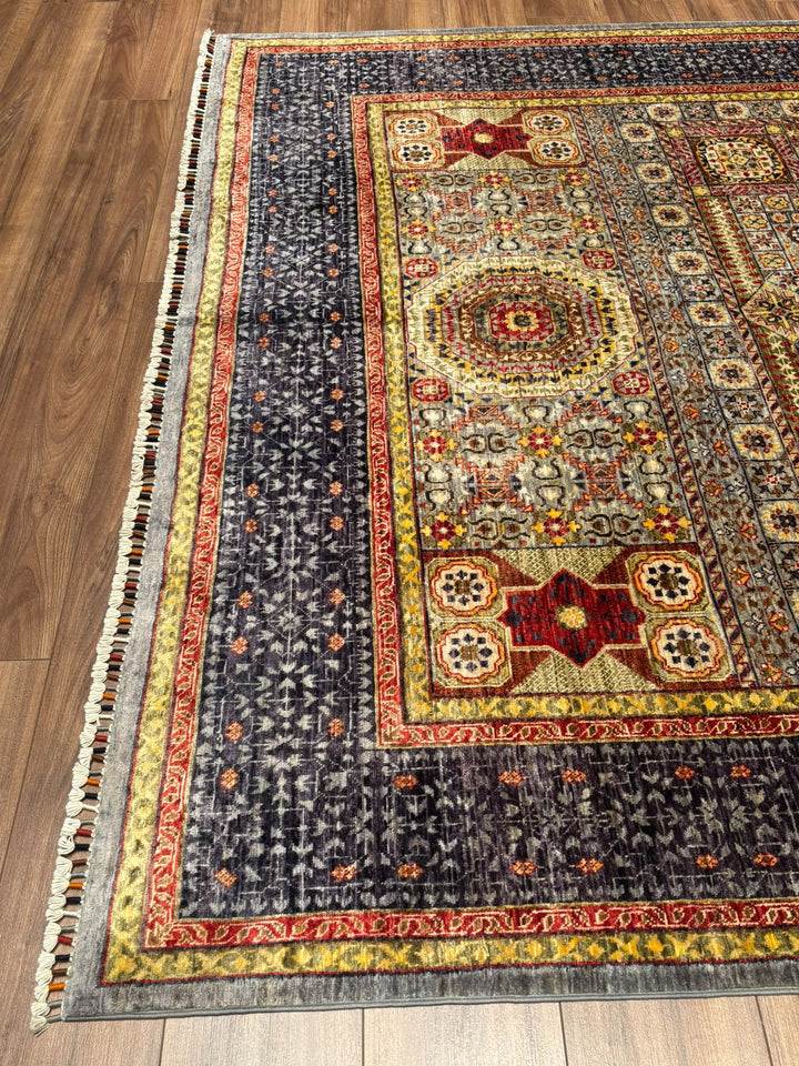 Memlük Orijinal El Dokuması Multi Kök Boya Yün Halı 207x282 5.84 Metrekare - 7x10 ft