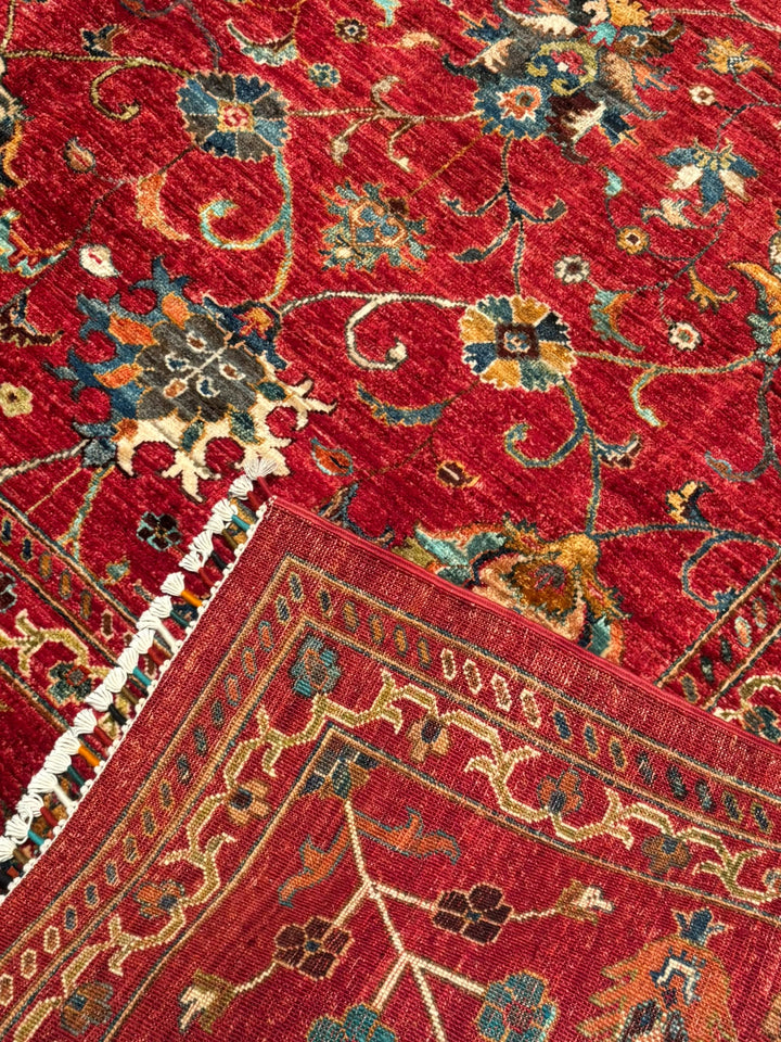 Sultani Binbirgece Orijinal El Dokuması Kırmızı Kök Boya Yün Halı 253x307 7.77 Metrekare - 8x10 ft